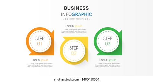 Circle timeline infographic design element and number options. Business concept with 3 steps. Can be used for workflow layout, diagram, annual report, web design. Vector Illustration.