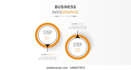 Circle timeline infographic design element and number options. Business concept with 2 steps. Can be used for workflow layout, diagram, annual report, web design. Vector Illustration.
