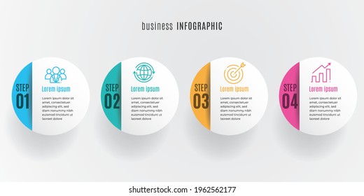 Circle timeline infographic template, 4 steps.
