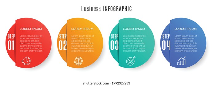 Plantilla de infografía de línea de tiempo de círculo, 4 pasos.