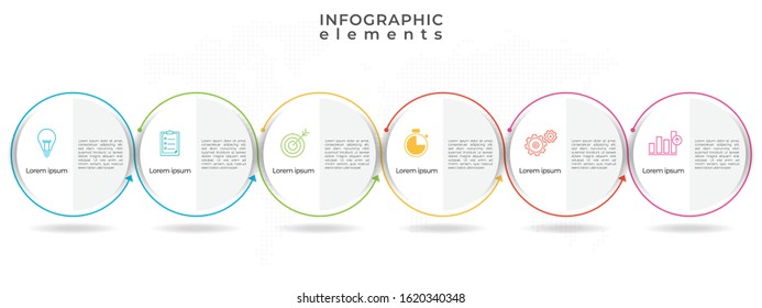 Circle timeline infographic template 6 options.