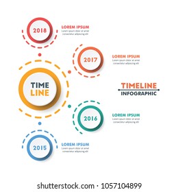 Circle Timeline Infographic Template with Colorful Rounded Button Design. Vector Illustration