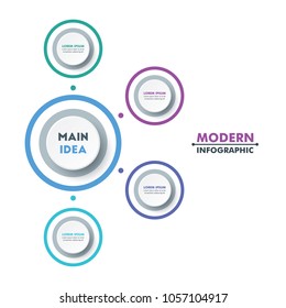 Circle Timeline Infographic Template with Colorful Rounded Button Design. Vector Illustration