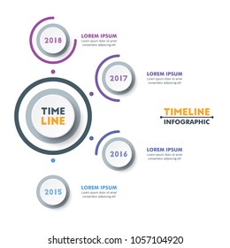 Circle Timeline Infographic Template with Colorful Rounded Button Design. Vector Illustration