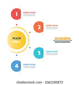 Circle Timeline Infographic Template with Colorful Rounded Design and Business Icons. Vector Illustration