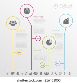 Circle timeline infographics design template with icons