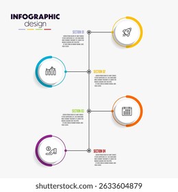 Circle timeline infographics template for presentations and business concept charts 4 options.