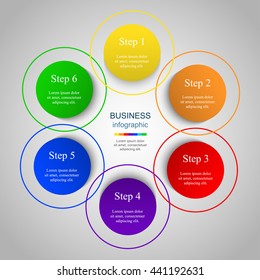 Circle timeline template for diagram, graph, presentation and chart. Business concept with 6 options, parts, steps or processes. 