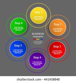 Circle timeline template for diagram, graph, presentation and chart. Business concept with 6 options, parts, steps or processes. 