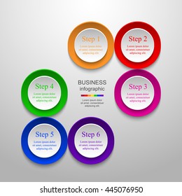 Circle timeline template for diagram, graph, presentation and chart. Business concept with 6 options, parts, steps or processes. 
