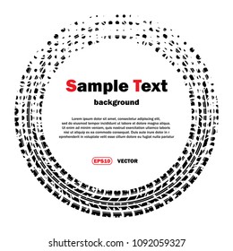Circle tire track silhouette with sample text