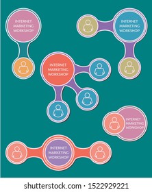 circle title and icon box infographic template, simple funny with five option shape. can be used for layouts, brochures, flayers, banners, presentations, business, motion video, motion graphics, web d