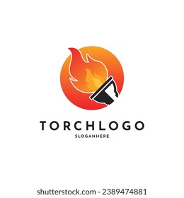 Design des Circle Torch Logos, Design des Feuer-Logos von Torchlight