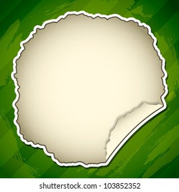 Circle torn paper background with green stripes