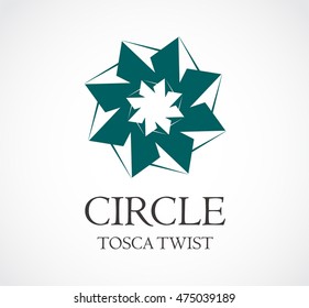 Circle of tosca twist logo design vector template and abstract ornament business symbol of company identity Logotype concept icon.