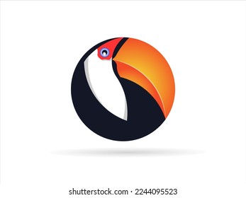 Circle toucan bird logo - mascot design. Vector illustration toucan on white background