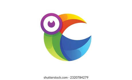 plantilla de diseño del vector del logotipo de pájaro de círculo toucan