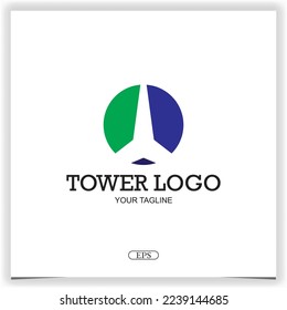 circle tower blue and green logo premium elegant template vector eps 10