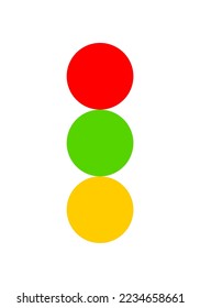 Circle traffic light signal pole rules street with red yellow and green light street road on white background flat icon vector design.