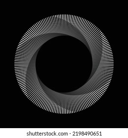 Círculo con elementos de línea de transición de blanco a negro. Resumen de fondo de línea de arte geométrico. Efecto de tira Mobius.