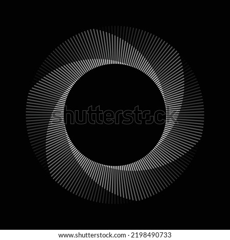 Circle with transition line elements from white to black. Abstract geometric art line background. Mobius strip effect.