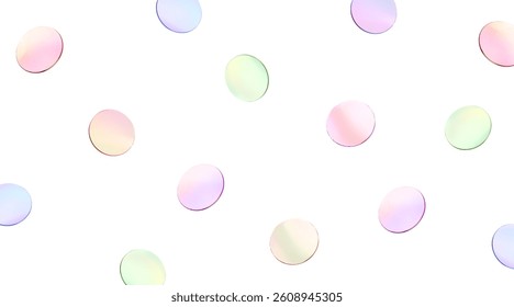 Circle transparent confetti isolated background. Polka dot pattern. 3d round lens gradient texture flying. Vector illustration for birthday, carnival, party design
