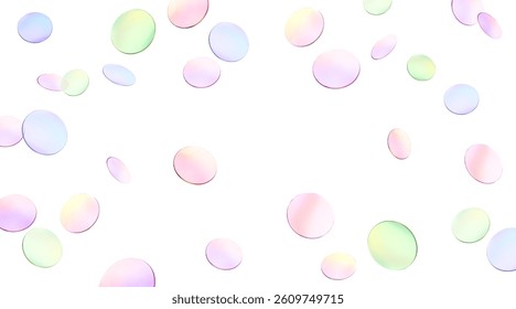 Circle transparent confetti isolated background. Polka dot pattern. 3d round lens gradient texture flying. Vector illustration for birthday, carnival, party design
