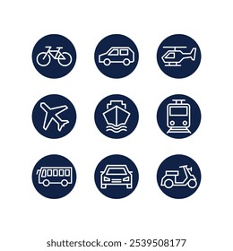 circle transport icon set collections