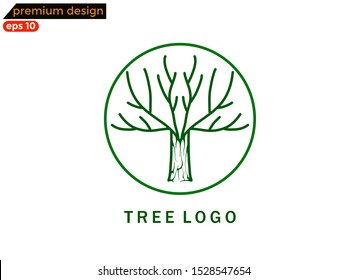circle tree abstract logo in line art style, corporate logo ideas, vector illustration