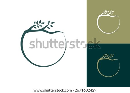 Circle tree border frame logo leaf branch twig nature graphic
