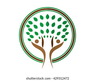 circle tree herbal leaves leaf plant floral image vector icon