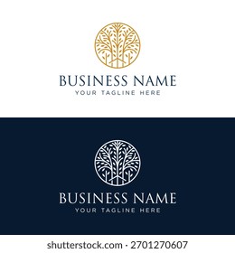circle tree house logo design