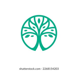 Circle tree line icon logo stock illustration