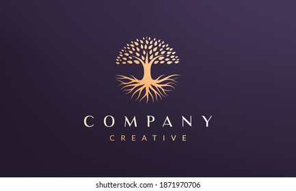 Circle tree logo concept with luxury and modern style