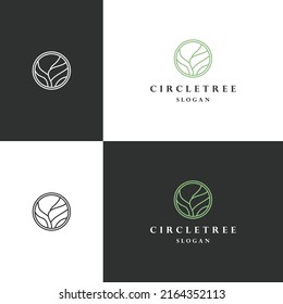 Circle tree logo icon flat design template 