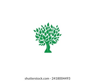 Circle tree logo icon template design. Round garden plant natural line symbol.