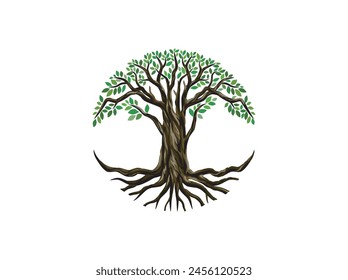 circle tree logo vector isolated on white