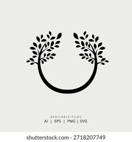 Kreis, Baum, Natur, Ökologie, Blatt, Pflanze, Umwelt, grün, Symbol, organisch, Abzeichen, Etikett, Rahmen, Kranz, Bio, Öko, natürlich, Bauernhof, Garten, Vektor, Silhouette, Zweig, Symbol, Illustration, Emblem, a