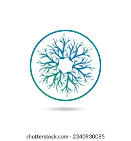 Circle tree roots wood minimalist logo isolated on a white background