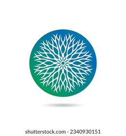 Circle tree roots wood minimalist logo isolated on a white background