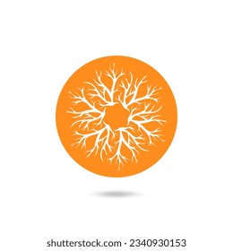 Circle tree roots wood minimalist logo isolated on a white background