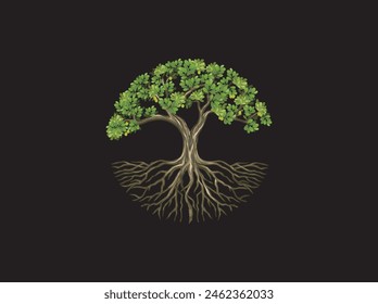 circle tree vector illustration isolated on black background