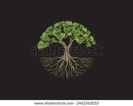 circle tree vector illustration isolated on black background