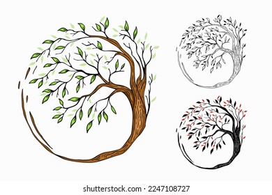 Circle Tree vector logo a symbol of life, beauty, growth, strength, and good health