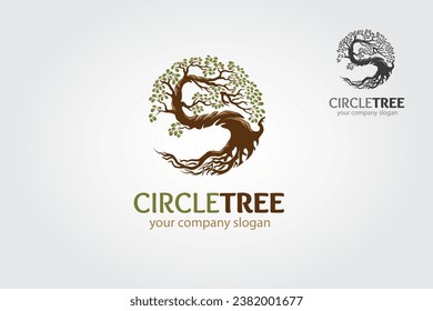 Circle Tree Vector Logo Template. Circle tree silhouette of a tree, vector logo illustration. 