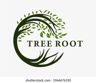 Circle Tree vector logo this beautiful tree is a symbol of life, beauty, growth, and strength.