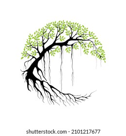 Circle Tree vector logo this beautiful tree is a symbol of life, beauty, growth, strength, and good health.