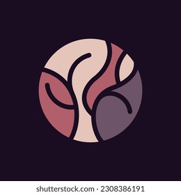 Circle Tree Wooden Line Colorful Modern Creative Logo
