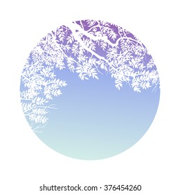 Circle with trees and branches silhouettes. Hand drawn detailed vector illustration.