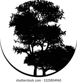 Circle of Trees Silhouette Vector Illustration